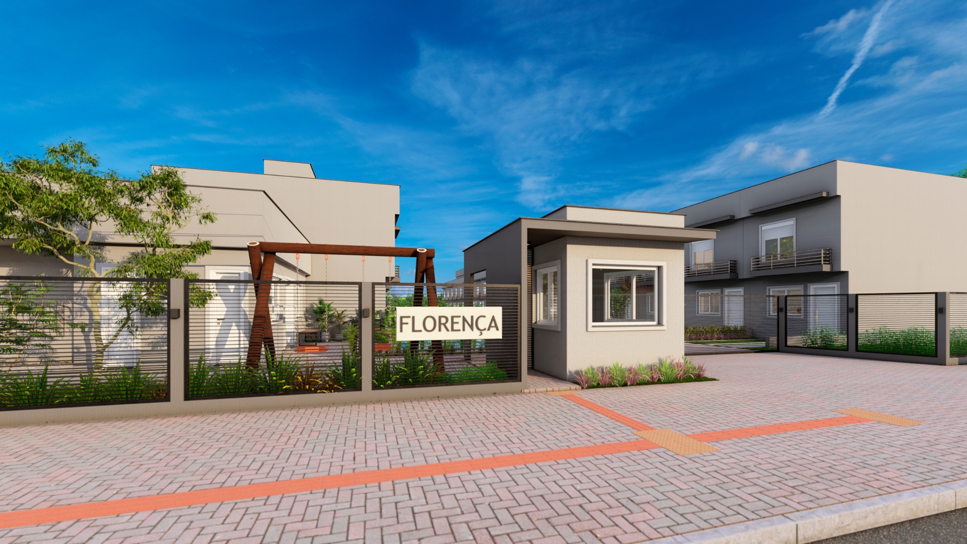 Pórtico de entrada do Residencial Florença — MNB Construtora, Bairro Hípica, Porto Alegre
